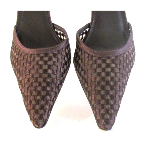 Women's Shoes Heels Designer Issac Brown Satin Fabric Slingbacks Heels 8.5 M - Picture 7 of 16